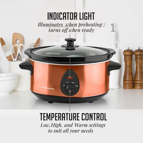 OVENTE 3.7 qt. Stainless Steel Electric Slow Cooker with Heat