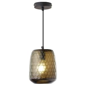 Giselle 40-Watt 1-Light Brown and Black Dome Pendant Light with Colored Hand Blown Glass Shade