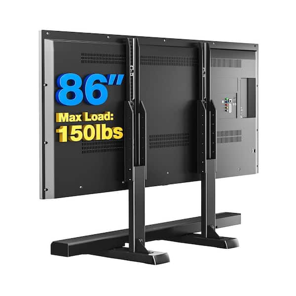 Height Adjustable Table Top TV Stand Steel Legs with Cable Management for 37-86 in. Flat Curved TVs Black