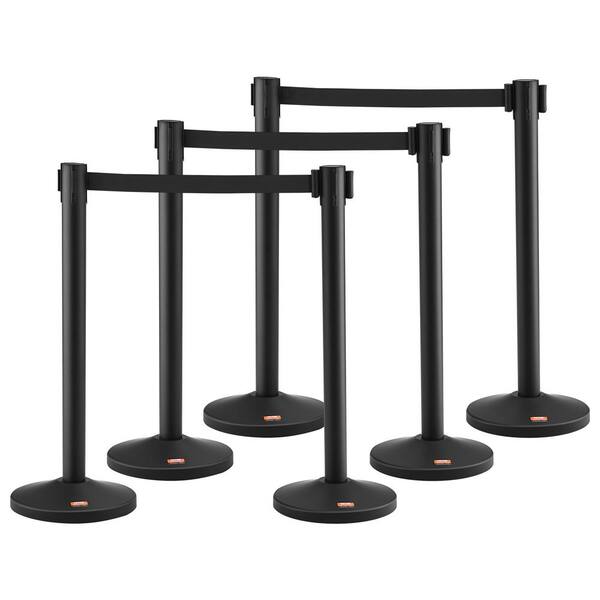 SKYSHALO Crowd Control Stanchion 6-Pack Crowd Control Barrier Carbon Steel Baking Painted Stanchion Queue Post with 3-Pieces 6.5'