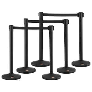 Crowd Control Stanchion 6-Pack Crowd Control Barrier Carbon Steel Baking Painted Stanchion Queue Post with 3-Pieces 6.5'