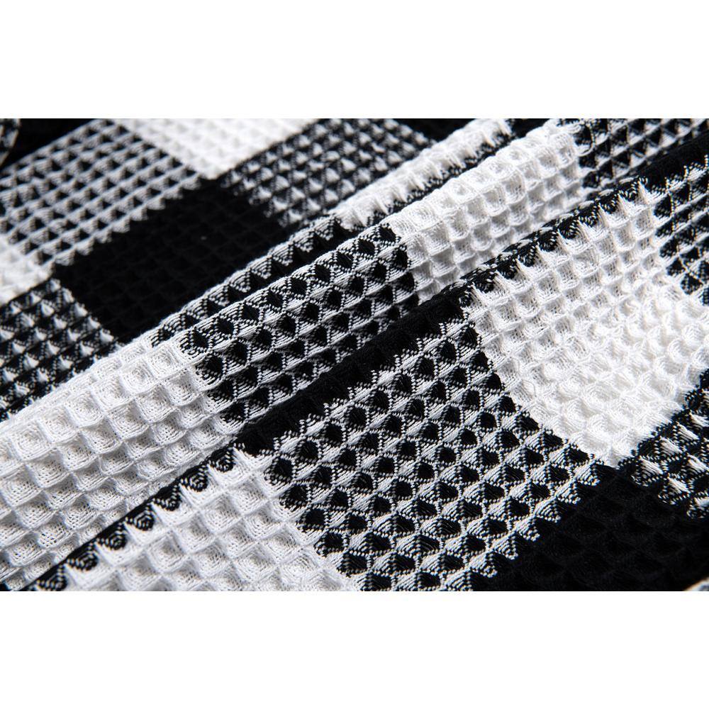 Imperial Black and White Cotton Checkered Shower Curtain with Liner