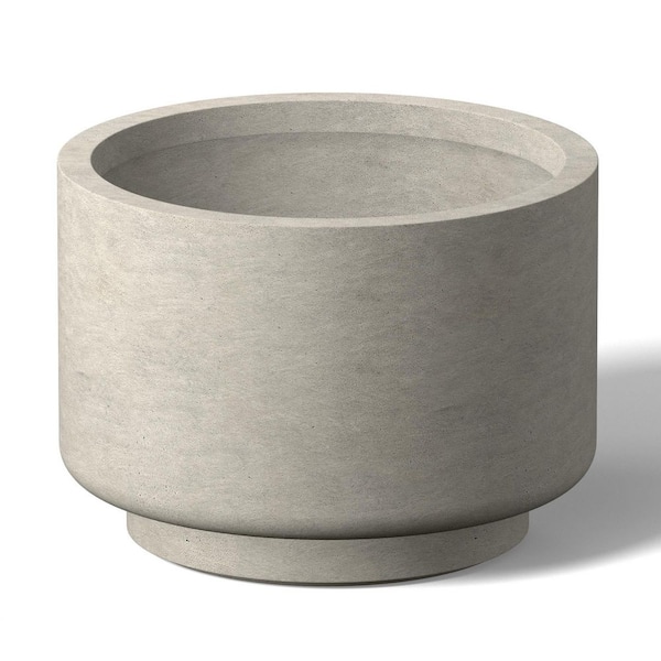 10 in. Small Light Gray(Enhanced Core) Concrete Round Planter / Pot with Drainage Holes