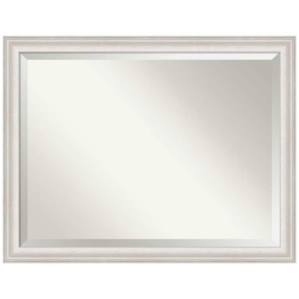 Amanti Art Trio White Wash Silver 44.5 in. H x 34.5 in. W Framed Wall Mirror