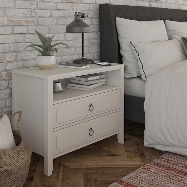 Novogratz Her Majesty 2 Drawer Soft White Nightstand 9407013COM