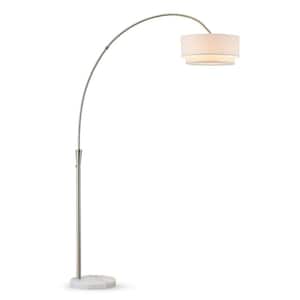 Elan 81 in. Brushed Nickel Finish Arch Floor Lamp with White Shade