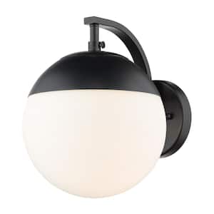 Black Dixon Sconce with Opal Glass and Black Cap