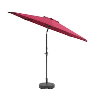 10 ft. Aluminum Market Wind Resistant Market Tilting Patio Umbrella and Base in Wine Red