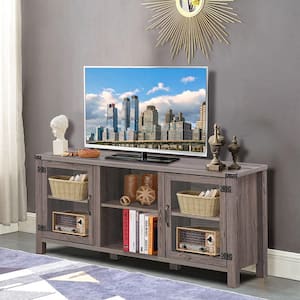 57 in. W  Deep Taupe TV Stand Entertainment Center for TV's up to 65 in. with Storage Cabinets