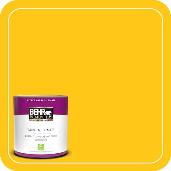 BEHR PREMIUM PLUS 1 qt. #P300-7 Unmellow Yellow Eggshell Enamel Low Odor Interior Paint & Primer