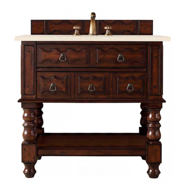 James Martin Vanities Castilian 36 in. W x 23.5 in. D x 33.8 in. H Single Bathroom Vanity in Aged Cognac with Eternal Marfil Quartz Top