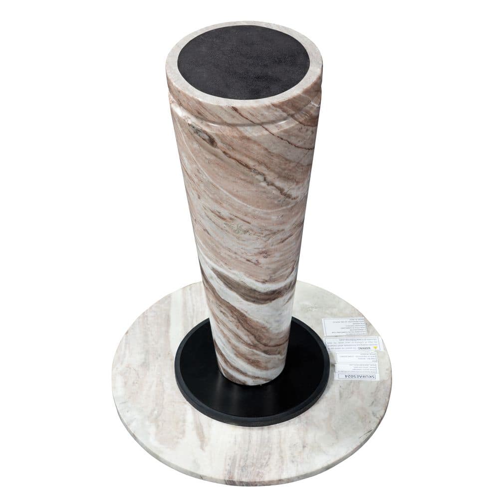 Joni 18 in. Brown Round Marble End Table - thumbnail 3