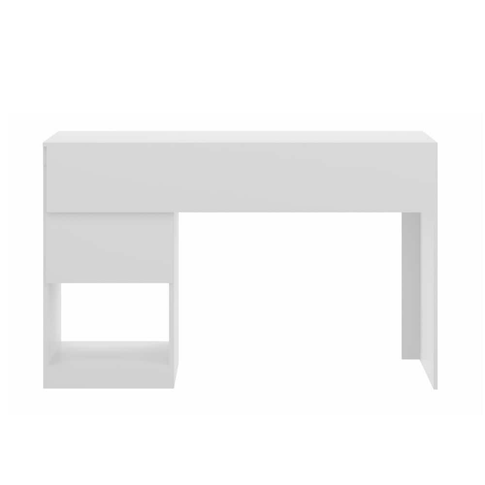 White Expandable Home Office Desk with Drawers and Filing Cabinet