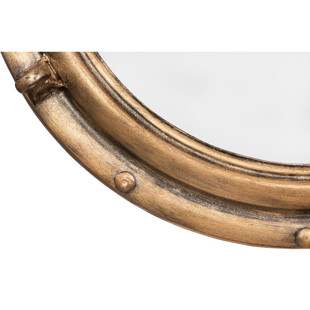 22" Round Gold Metal Porthole Wall Mirror