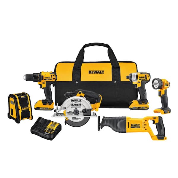 DEWALT 20V MAX Cordless 6 Tool Combo Kit with (2) 20V 2.0Ah Batteries and Charger