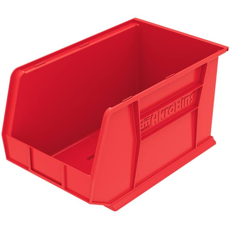 Akro-Mils Stackable Storage Bins, AkroBins 30260 Stacking Organizer, 18"x11"x10", Red, 6-Pack
