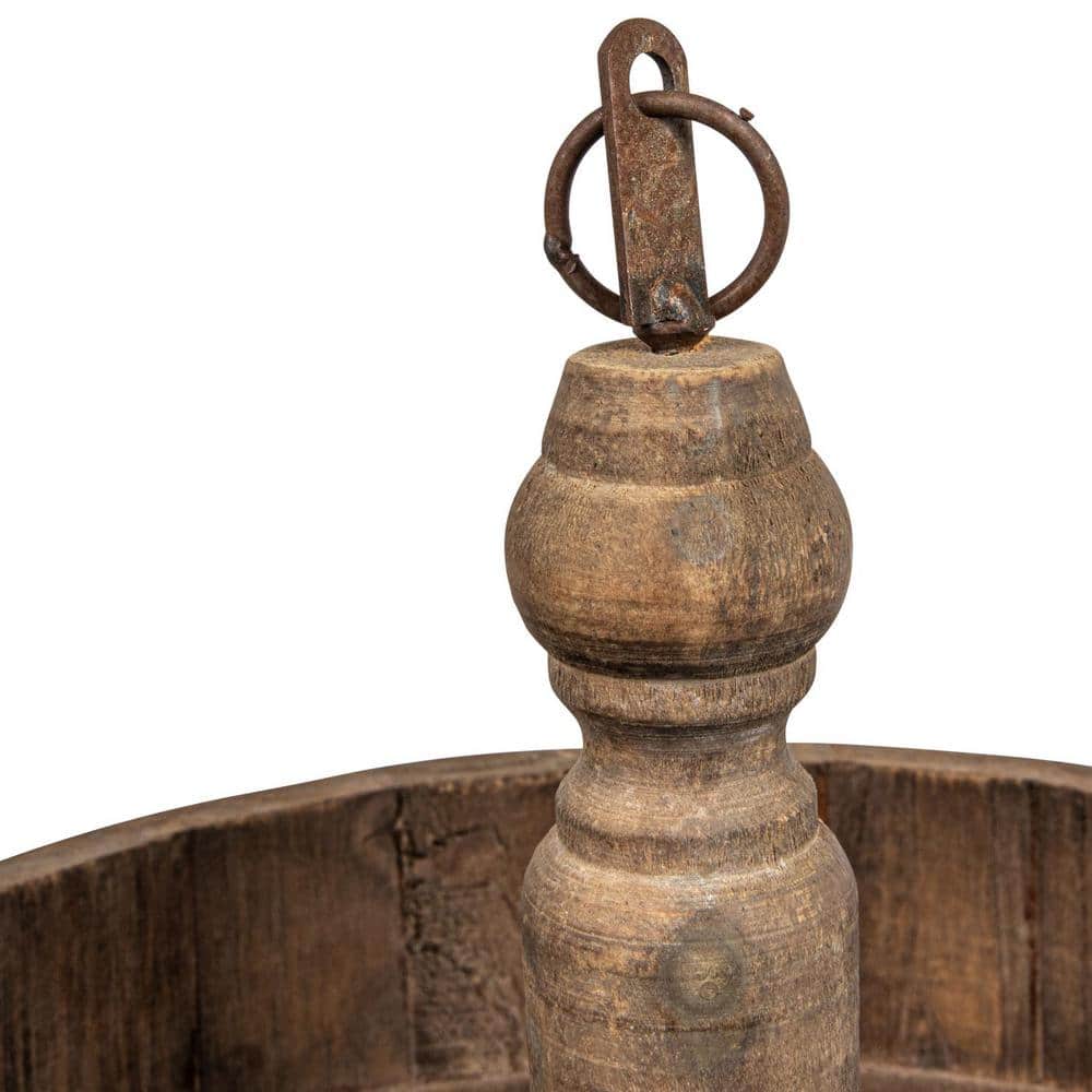 Grace 3-Tier Round Mango Wood & Tin Decorative Tray in Silver