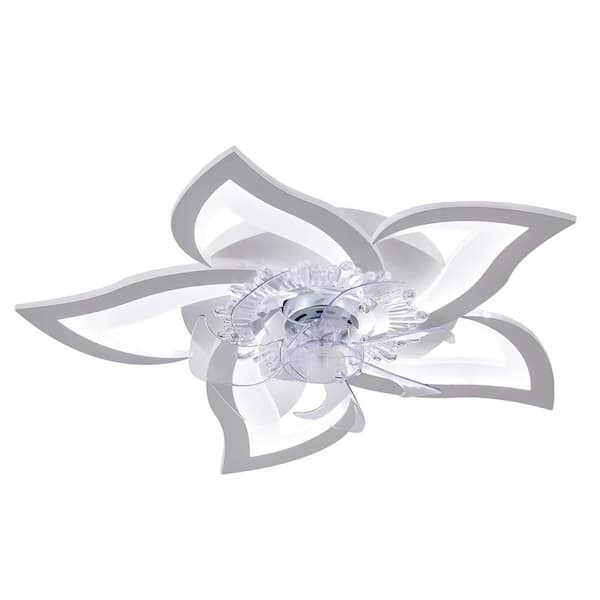 BANSA ROSE 27.2 in. Integrated LED Indoor White Flower-Shaped Lighting Fan with 6 Speed and 3 Color Temperature Adjustment
