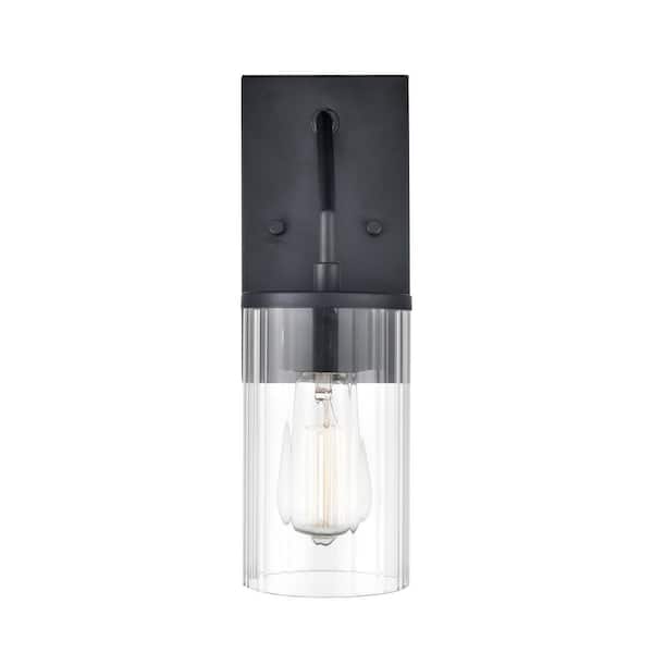 Millennium Lighting Beverlly 4.7 in. 1-Light Matte Black Sconce Clear Beveled
