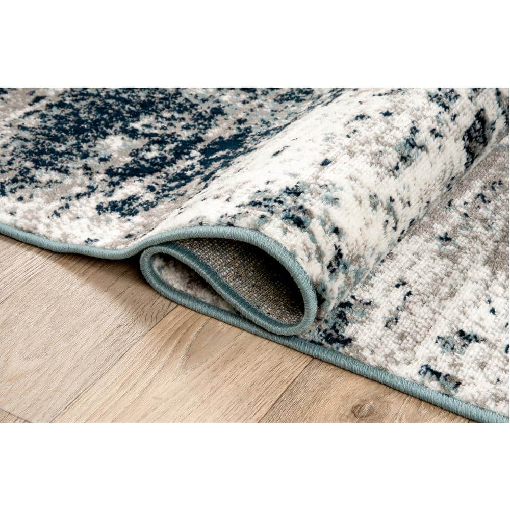 Distressed Blue Abstract 2' x 3' Area Rug