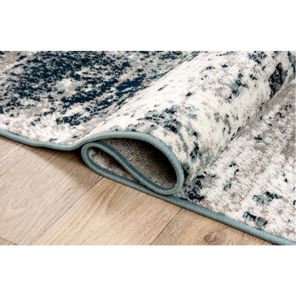 Blue and Gray Abstract Rectangular Area Rug