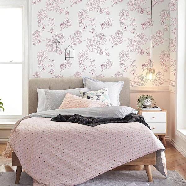 Pink and White Floral Contact Paper Peel and Stick Wallpaper Roll ...
