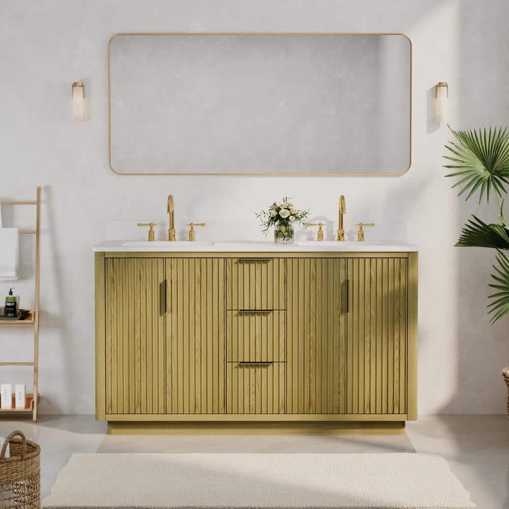 WELLFOR HAVEN 60 in. W x 22 in. D x 35 in. H Freestanding Solid Wood ...