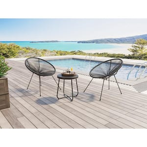 Acapulco Neo Black 3-Piece Metal Outdoor Bistro Set