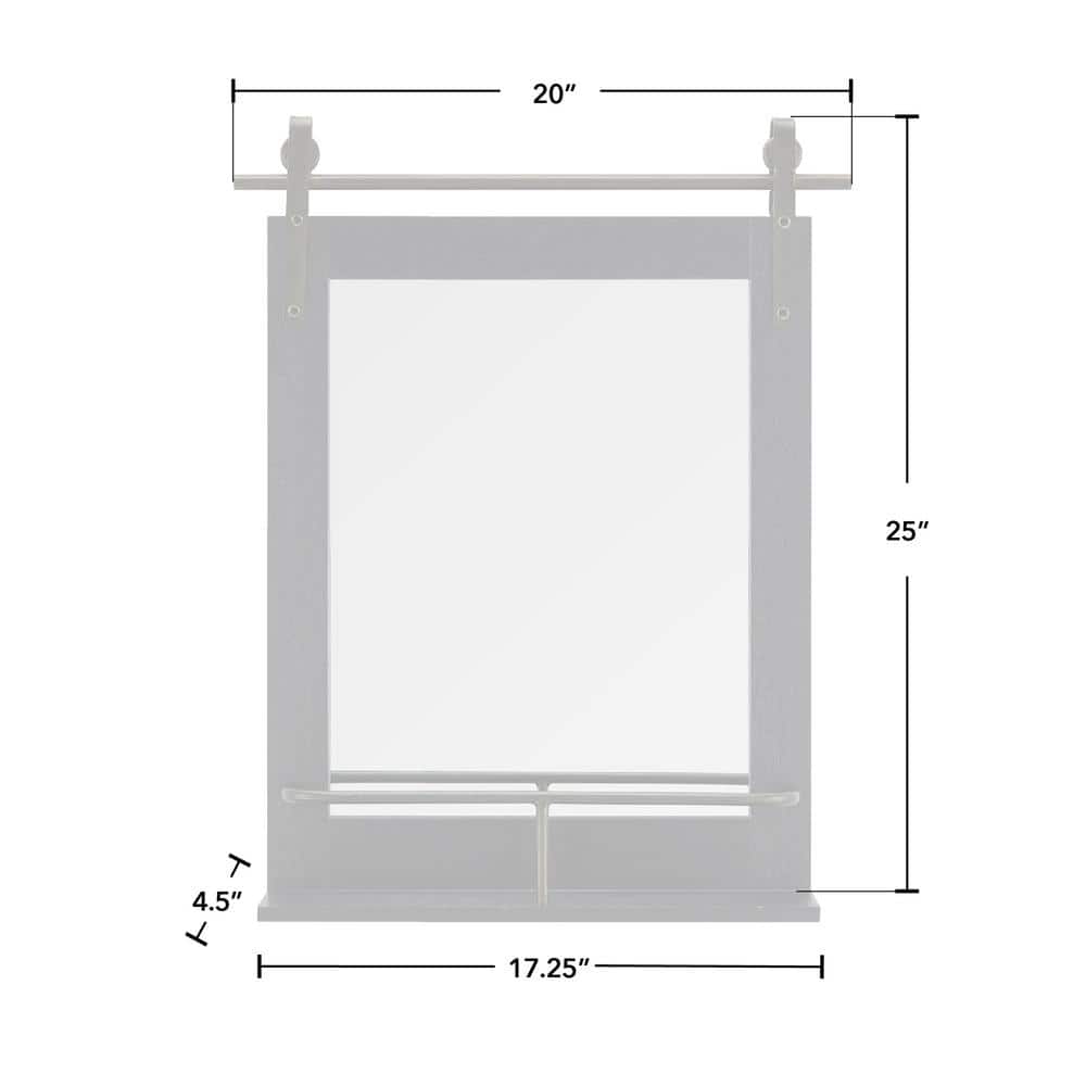 Black Wood Rectangular Barn Door Mirror with Shelf