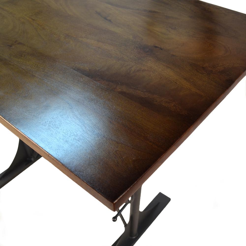 Industrial Elm and Black Cast Iron Adjustable Desk