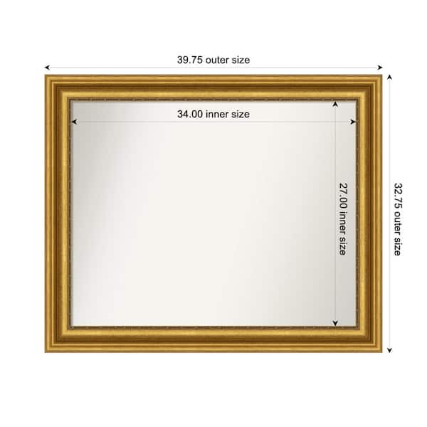 Amanti Art Parlor Gold 39.75 in. x 32.75 in. Custom Non-Beveled Recycled Polystyrene Framed Bathroom Vanity Wall Mirror
