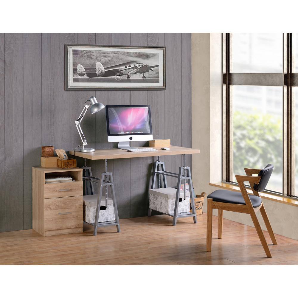 Gray Adjustable Height Standing Desk with Metal Base