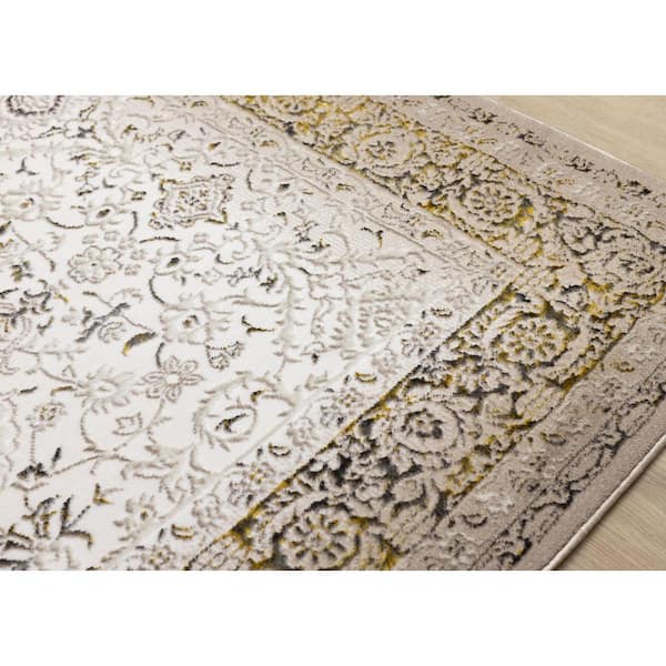 Veridian Collections 5 ft. x 8 ft. Beige Border, Classic, Elegant Indoor Area Rug
