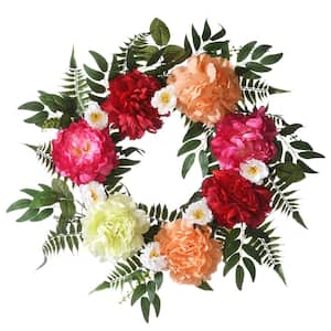 22 in. Artificial Spring Wreath with Multi-Flowers