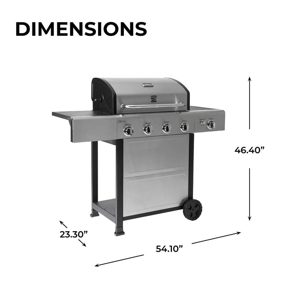 Kenmore 4-Burner Stainless Steel Propane Gas Grill with Side Burner