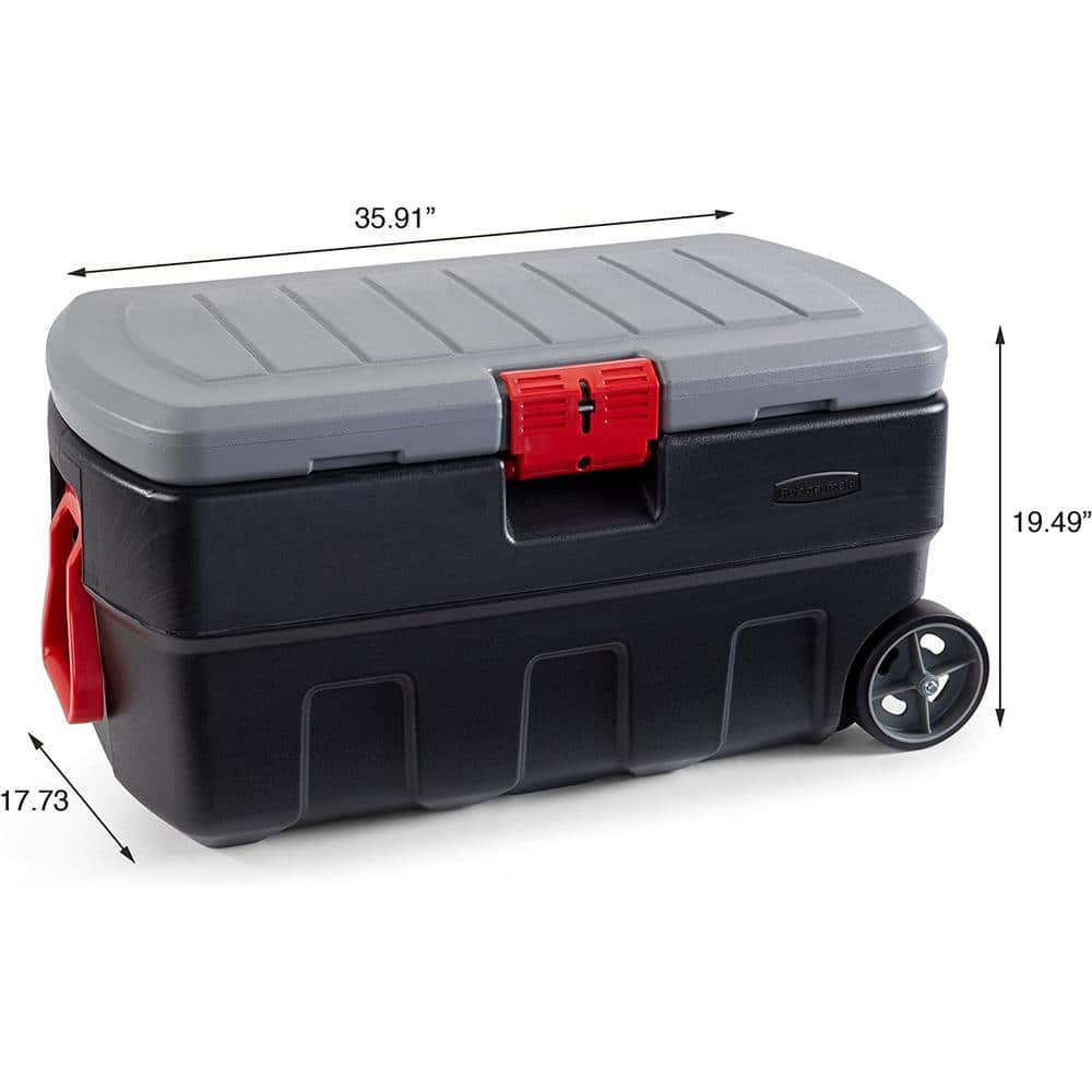 Black and Gray 35 Gallon Wheeled Storage Tote with Lid