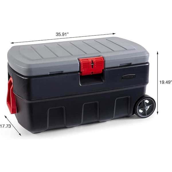 Rubbermaid ActionPacker Lockable Storage Box, 35 Gal, Grey and  Black, Outdoor, Industrial, Rugged - General Home Storage Containers