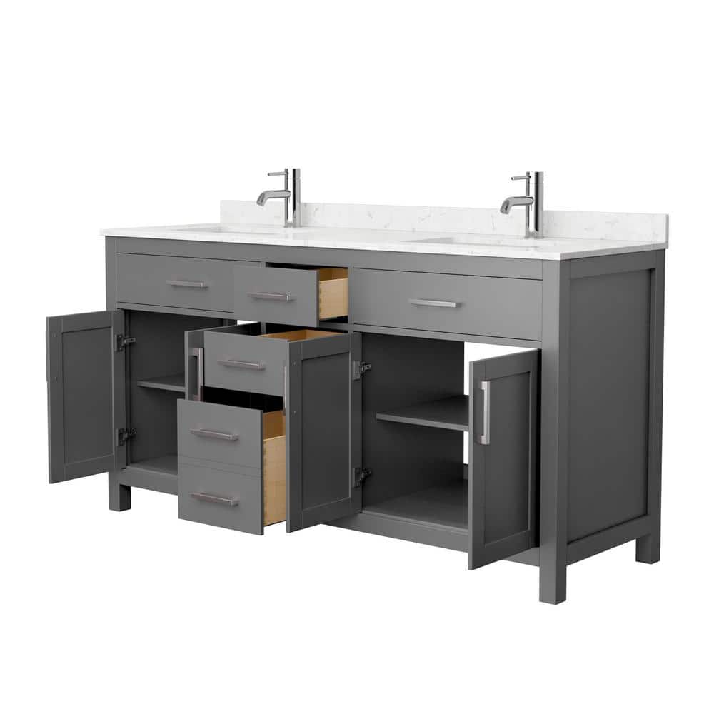 Beckett 66" Dark Gray Double Bathroom Vanity with Carrara Marble Top