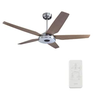 Explorer 56 in. Indoor/Outdoor Silver Smart Ceiling Fan, Dimmable LED Light and Remote, Works w/ Alexa/Google Home/Siri