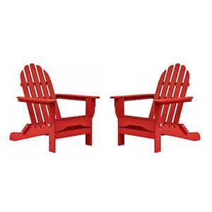 Icon Bright Red Recycled Plastic Folding Adirondack Chair (2-Pack)