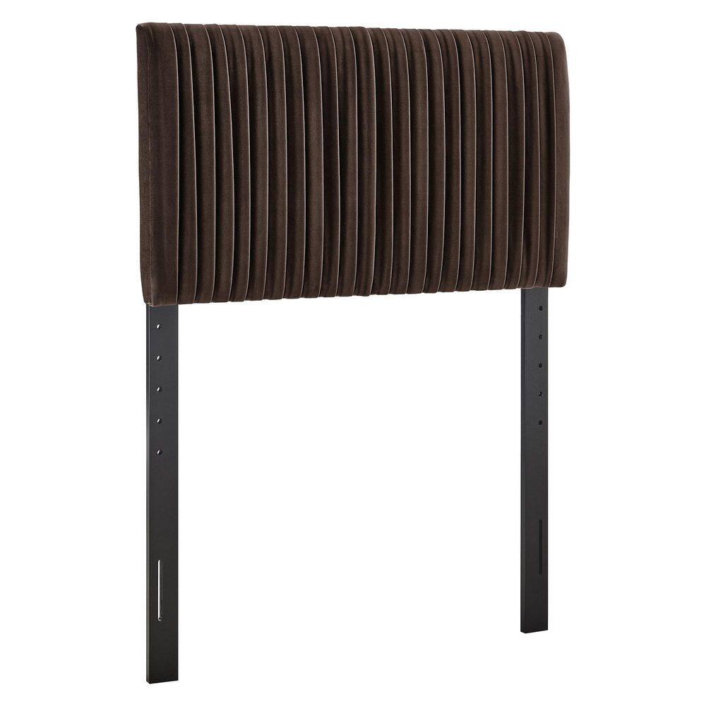 Eloise Twin Velvet Headboard With Ruched Details in Chocolate Brown price history on PriceWatchPro