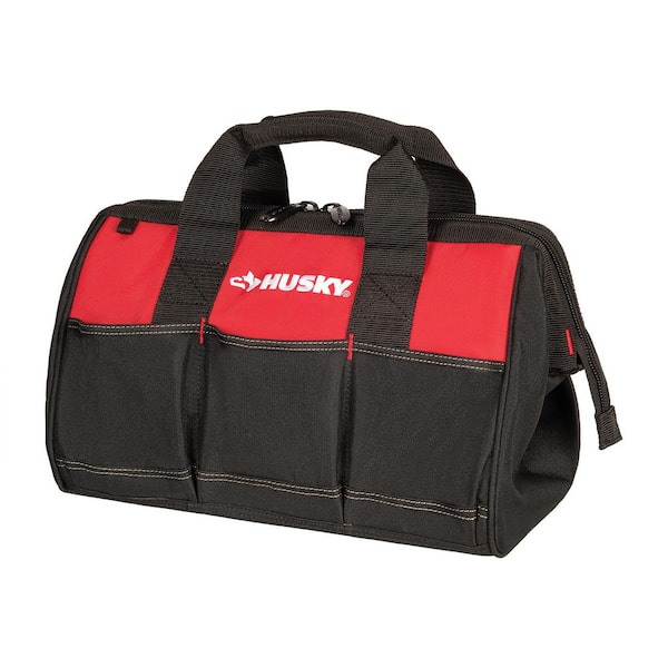 Husky 15 in. 8-Pocket Red Tool Bag with Zippered Top HD60015-TH