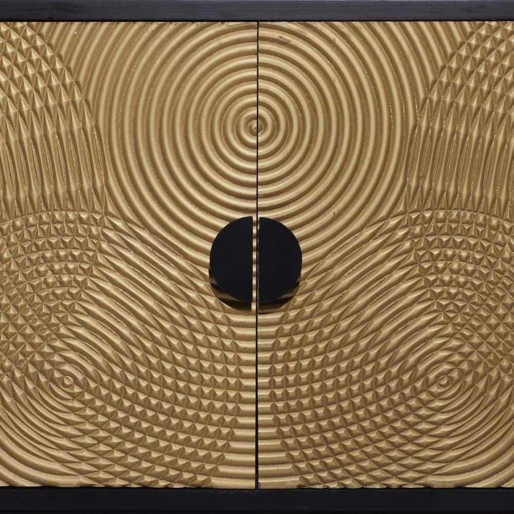 Black and Bronze Ripple Design 2-Door Cabinet