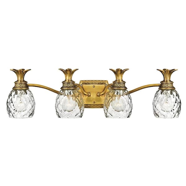 Plantation 29 in. 4 Light Burnished Brass Vanity Light