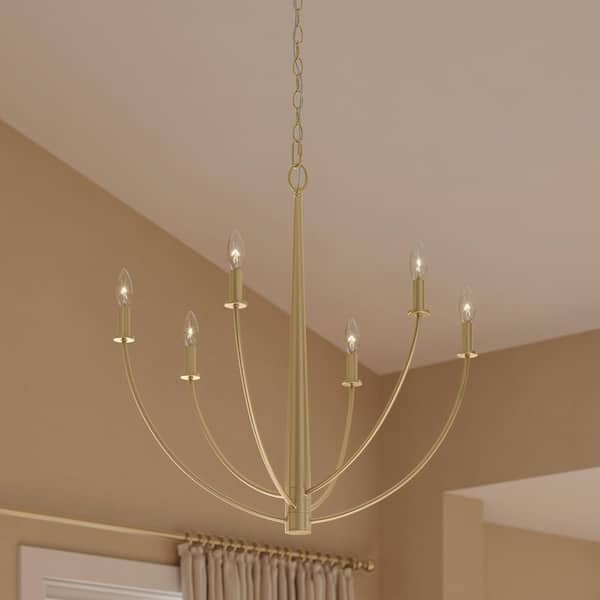 Jheni 60-Watt 6-Light Brushed Gold Transitional Chandelier