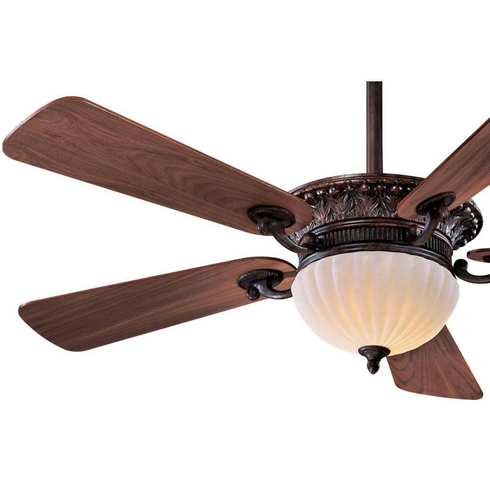 52" Volterra Bronze Ceiling Fan with Natural Walnut Blades and LED Light
