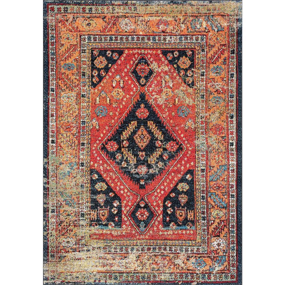 Multicolor Floral Synthetic 4' x 6' Area Rug