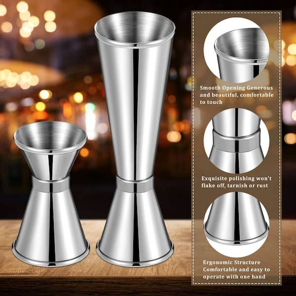 Wudkey 12-Piece Stainless Steel Cocktail Jigger Set 6-Piece 2 oz