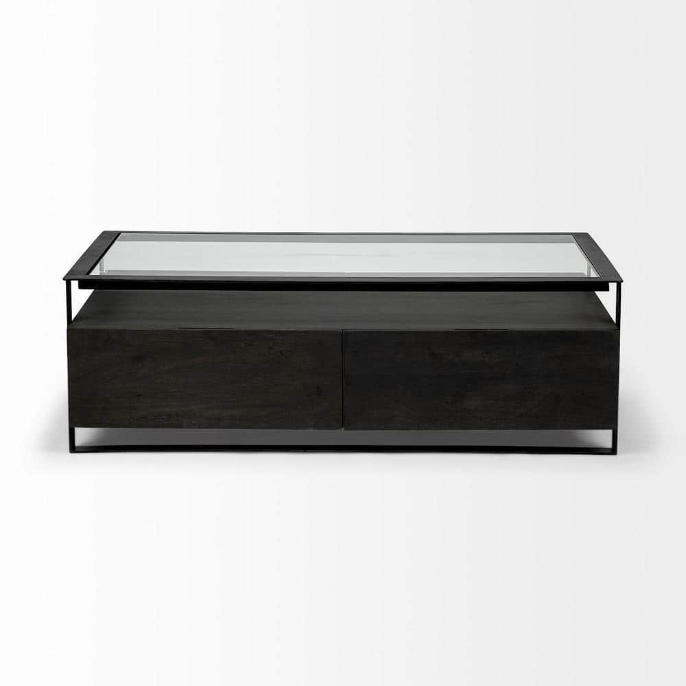 Front view of the Vidro glass top coffee table.