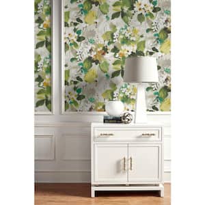 Chambon Watercolor Floral Teal, Hunter Green, Off-White, and Greige Paper Strippable Roll (Covers 60.75 sq. ft.)